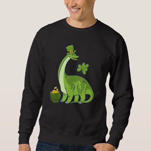 Leprechaun Dinosaur Shamrock St Patricks Day Anima Sweatshirt (Vorderseite)
