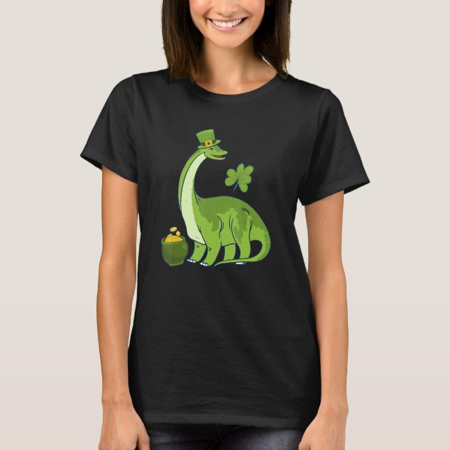 Leprechaun Dinosaur Shamrock St Patricks Day Anima T-Shirt (Vorderseite)