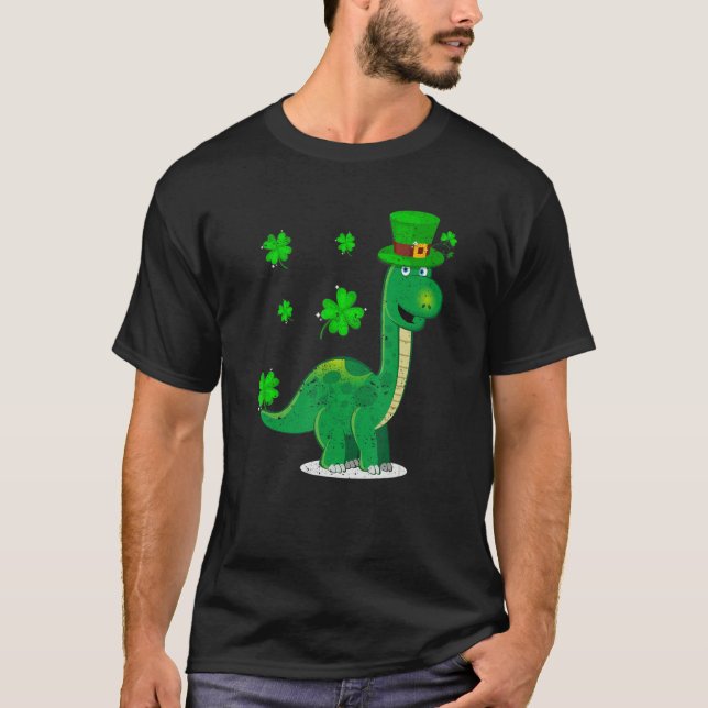 Leprechaun Dinosaur Shamrock St Patricks Day Anima T-Shirt (Vorderseite)