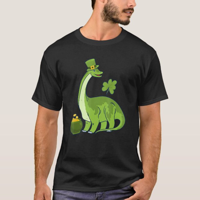 Leprechaun Dinosaur Shamrock St Patricks Day Anima T-Shirt (Vorderseite)