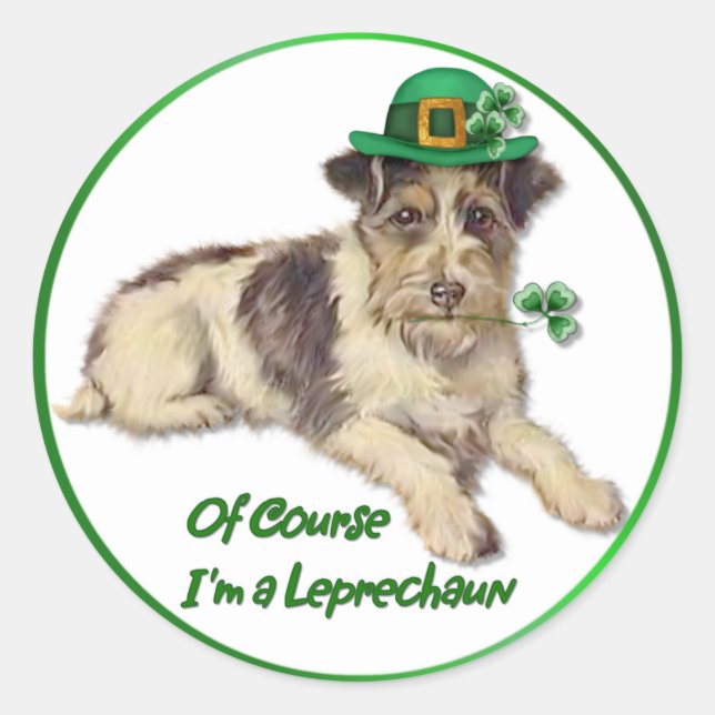 Leprechaun Dog Runder Aufkleber (Vorderseite)