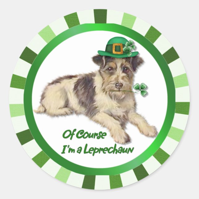 Leprechaun Dog Runder Aufkleber (Vorderseite)