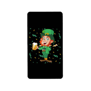 Leprechaun Drinking Beer St. Patrick's Day Adressaufkleber