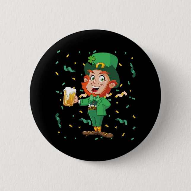 Leprechaun Drinking Beer St. Patrick's Day Button (Vorderseite)