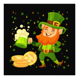 Leprechaun Drinking Beer St. Patrick's Day Fotodruck