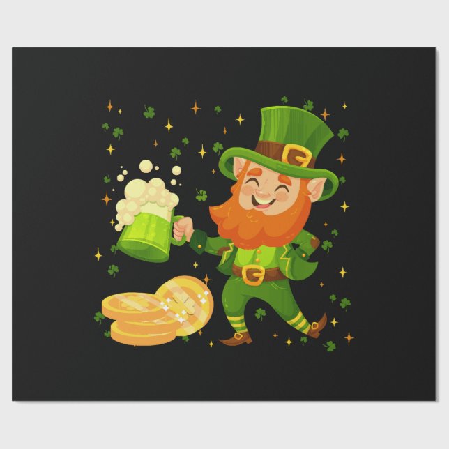Leprechaun Drinking Beer St. Patrick's Day Geschenkpapier (Flach)