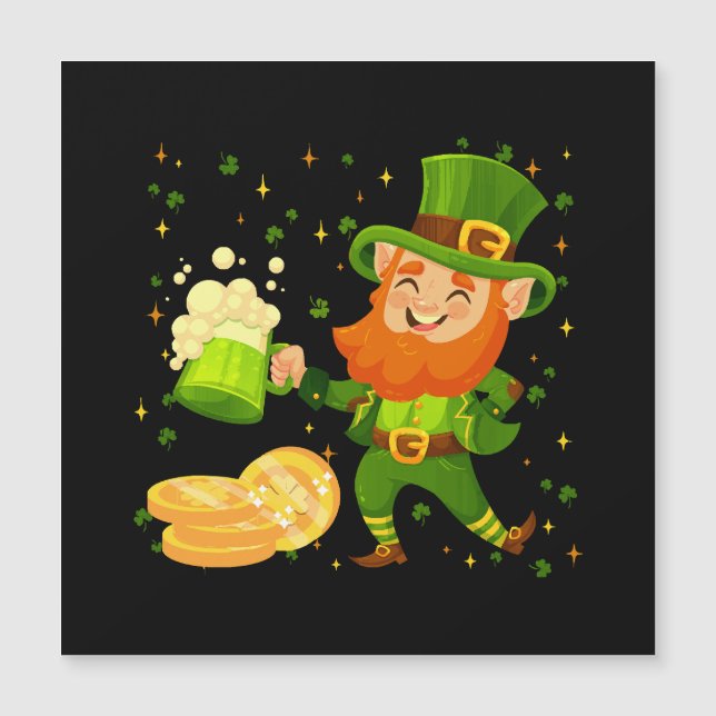 Leprechaun Drinking Beer St. Patrick's Day Magnetkarte (Vorderseite)