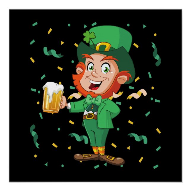 Leprechaun Drinking Beer St. Patrick's Day Poster (Vorderseite)