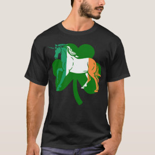Leprechaun Einhorn Pferd Glück Kleeblatt St. Patri T-Shirt