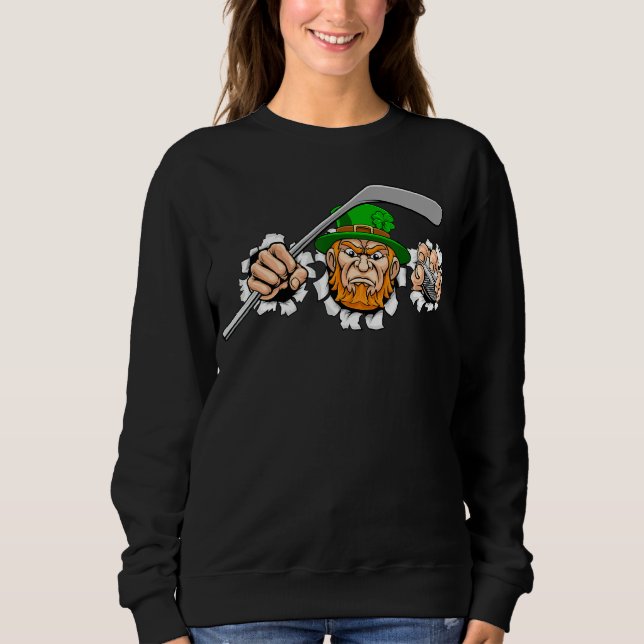 Leprechaun Eisfeld Hockey St Patricks Day Sport Sweatshirt (Vorderseite)