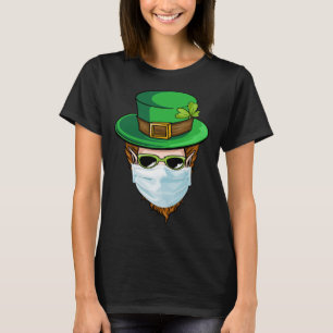 Leprechaun Face Mask Happy St Patrick s Day 2021 T-Shirt