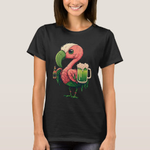 Leprechaun Flamingo Beer Irish Flamingo St Patrick T-Shirt