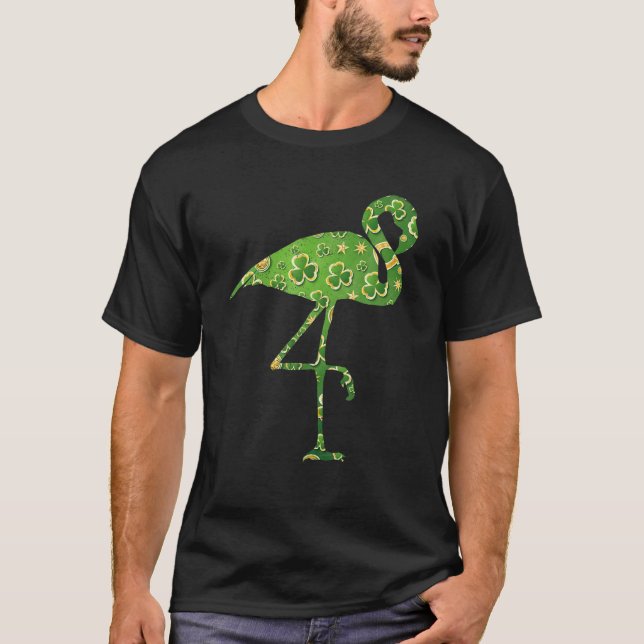 Leprechaun Flamingo Kleeblatt Irish Flamingo St Pa T-Shirt (Vorderseite)