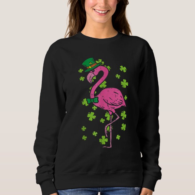 Leprechaun Flamingo Shamrock St Patricks Day Anima Sweatshirt (Vorderseite)