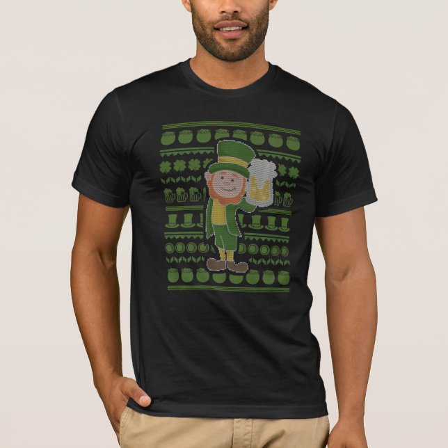 Leprechaun für St Paddys Day Beer I Ugly Sweater T-Shirt (Vorderseite)