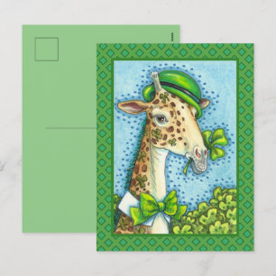 LEPRECHAUN GIRAFFE, FARBIG ST. PATRICK'S DAY FEIERTAGSPOSTKARTE