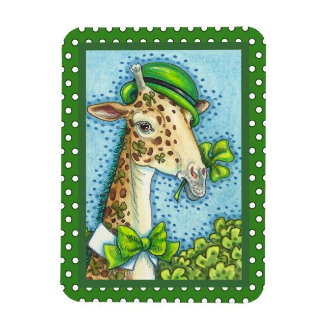 LEPRECHAUN GIRAFFE, FARBIG ST. PATRICK'S DAY MAGNET (Vertikal)