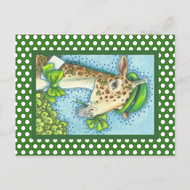 LEPRECHAUN GIRAFFE, ST. PATRICK'S DAY POSTCARD POSTKARTE (Vorderseite)