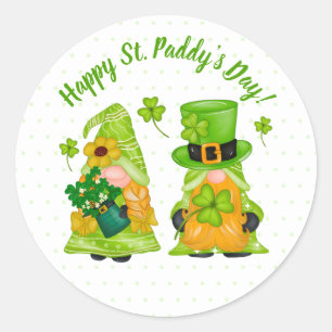Leprechaun Gnome Kleeblatt Happy St. Paddy's Day Runder Aufkleber