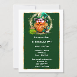 Leprechaun gnome pot of gold Irish luck Einladung