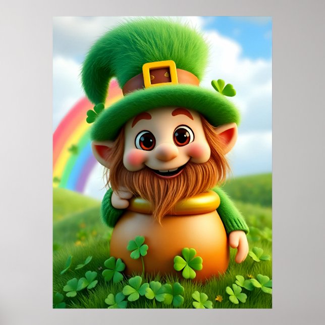 Leprechaun Gnome St. Patrick's Day Shamrock Poster (Vorne)