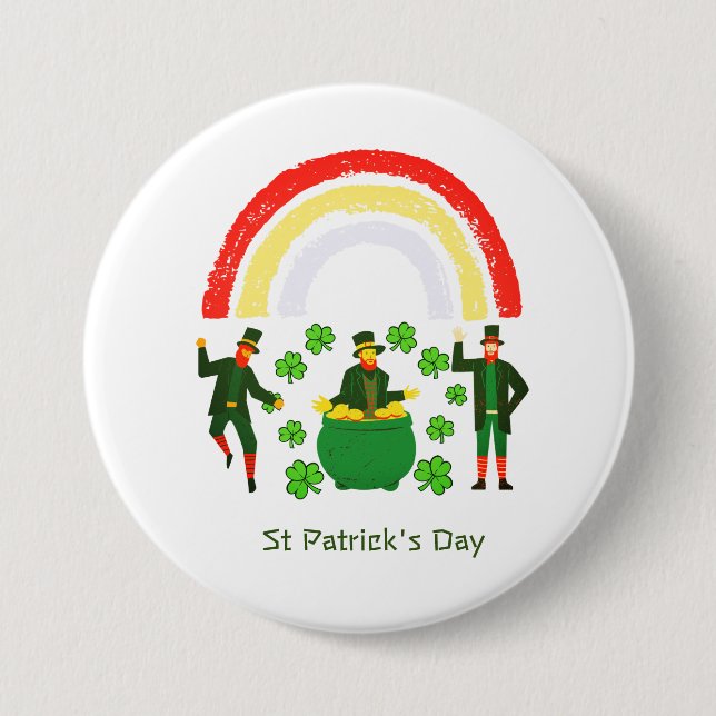 Leprechaun Gold Kleeblatt Rainbow St Patrick's Day Button (Vorderseite)