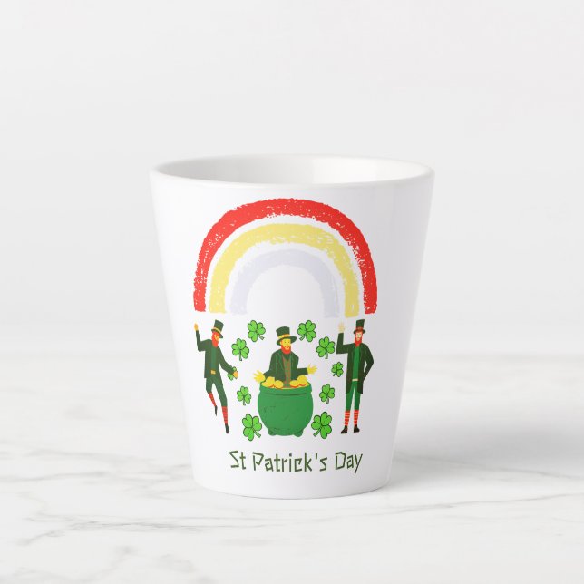 Leprechaun Gold Pot Rainbow St Patrick's Day Milchtasse (Vorderseite)