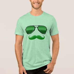 Leprechaun Green Sunglasses Cool St Patricks Day Tri-Blend Shirt