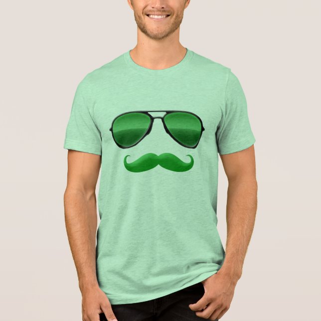 Leprechaun Green Sunglasses Cool St Patricks Day Tri-Blend Shirt (Vorderseite)