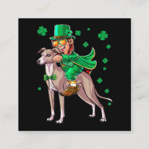 Leprechaun Greyhound Kleeblatt St Patricks Quadratische Visitenkarte