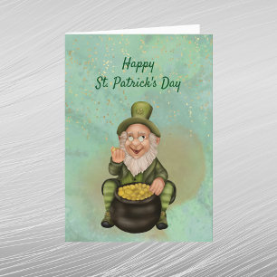 Leprechaun grüner Topf mit Gold St Patricks Tag Feiertagspostkarte