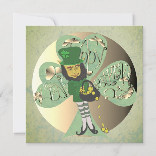 Leprechaun "Happy St. Patrick's Day" Dankeskarte (Vorderseite)