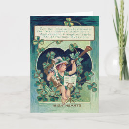 Leprechaun Harp Kleeblatt Horn Karte