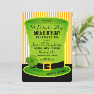 Leprechaun Hat Birthday Party Einladungen