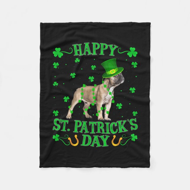 Leprechaun Hat French Bulldog St. Patrick's Day Fleecedecke (Vorderseite)