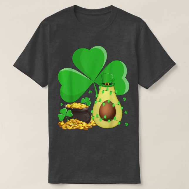 Leprechaun Hat Kleeblatt Leaf Avocado St T-Shirt (Design vorne)