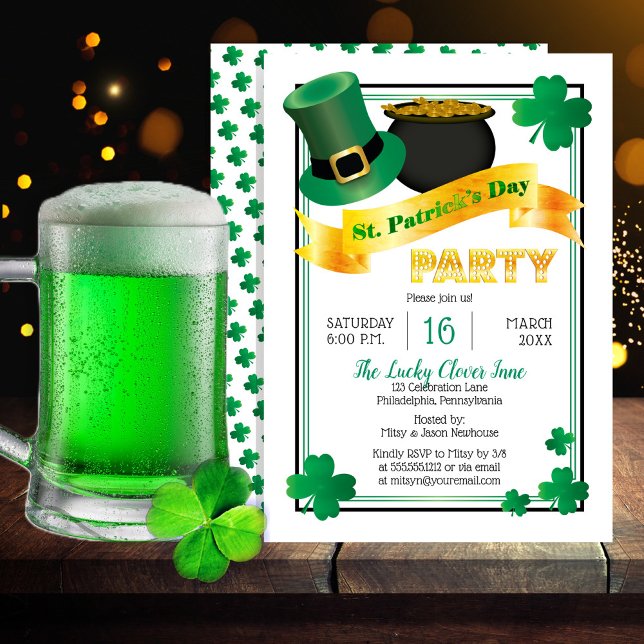 Leprechaun Hat |Pot of Gold St Patrick's Day Party Einladung (Von Creator hochgeladen)