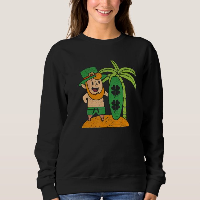 Leprechaun Hawaiian Surfing St Patricks Day Hawaii Sweatshirt (Vorderseite)