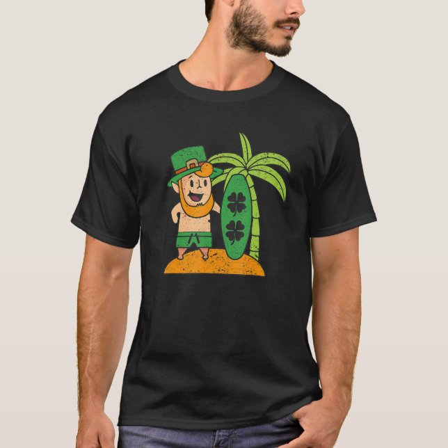 Leprechaun Hawaiian Surfing St Patricks Day Hawaii T-Shirt (Vorderseite)