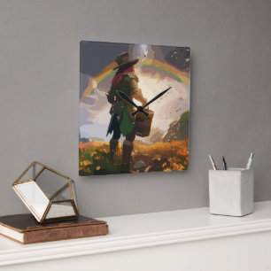 Leprechaun Hideaway Quadratische Wanduhr