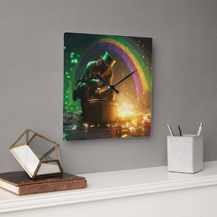Leprechaun Hideaway Quadratische Wanduhr