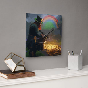 Leprechaun Hideaway Quadratische Wanduhr