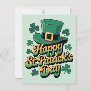 Leprechaun-Hut & Shamrocks Frohen St. Patrick's Da Feiertagskarte
