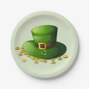 Leprechaun-Hut und Goldmünzen Pappteller