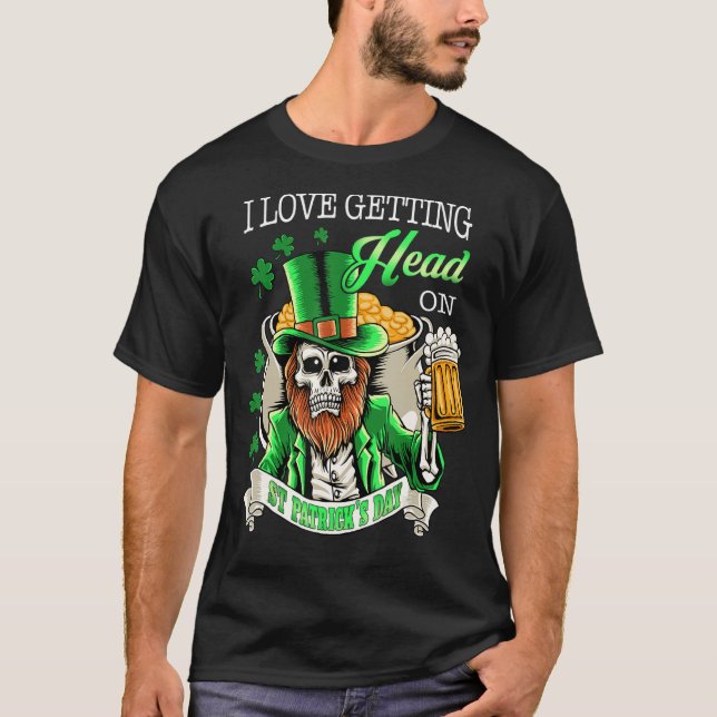 Leprechaun I Liebe Kopf auf Beer St Patrick T-Shirt (Vorderseite)