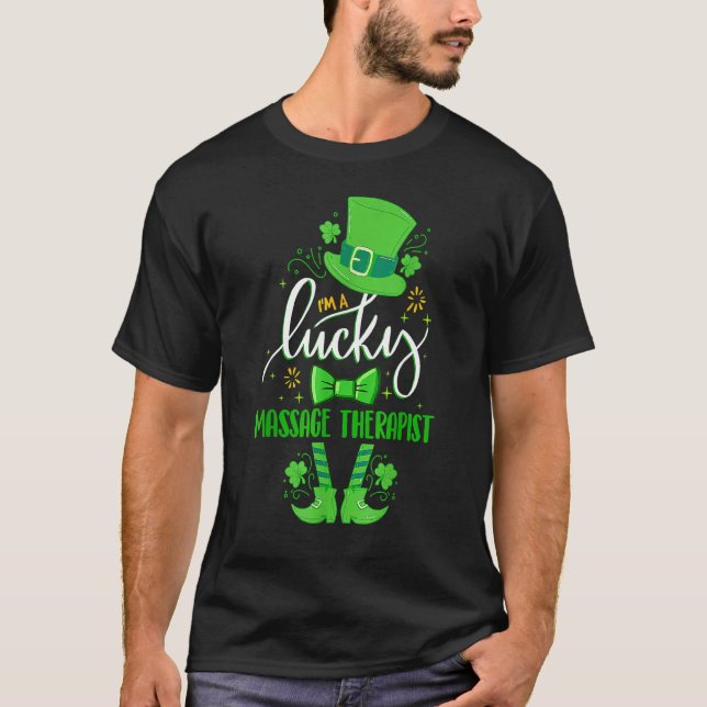 Leprechaun I M A Lucky Massage Therapist St Patric T-Shirt (Vorderseite)