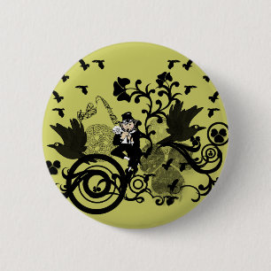 Leprechaun in Schwarz Button