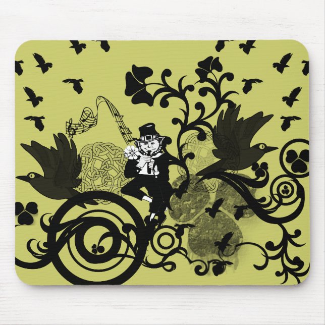 Leprechaun in Schwarz Mousepad (Vorne)