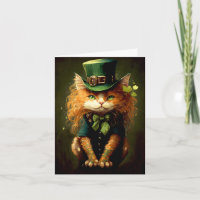 Leprechaun Irish Cat Illustration Grußkarte