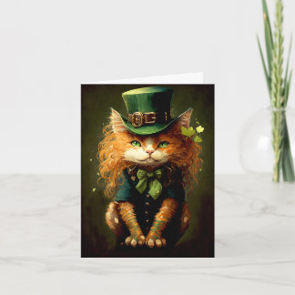 Leprechaun Irish Cat Illustration Grußkarte Karte